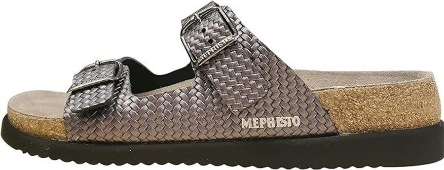 Women Mephisto | Helda Plus Wide Width Grey Twist Slide Sandal