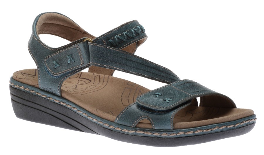 Women Taos | Zenith Teal Blue Leather Adjustable Z-Strap Walking Sandal