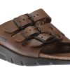 Men Mephisto | Zach Unisex Brown Scratch Leather Slide Sandal