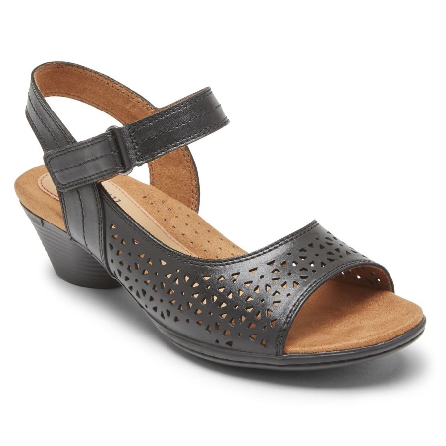 Women Cobb Hill | Laurel Black Perforated Sandal