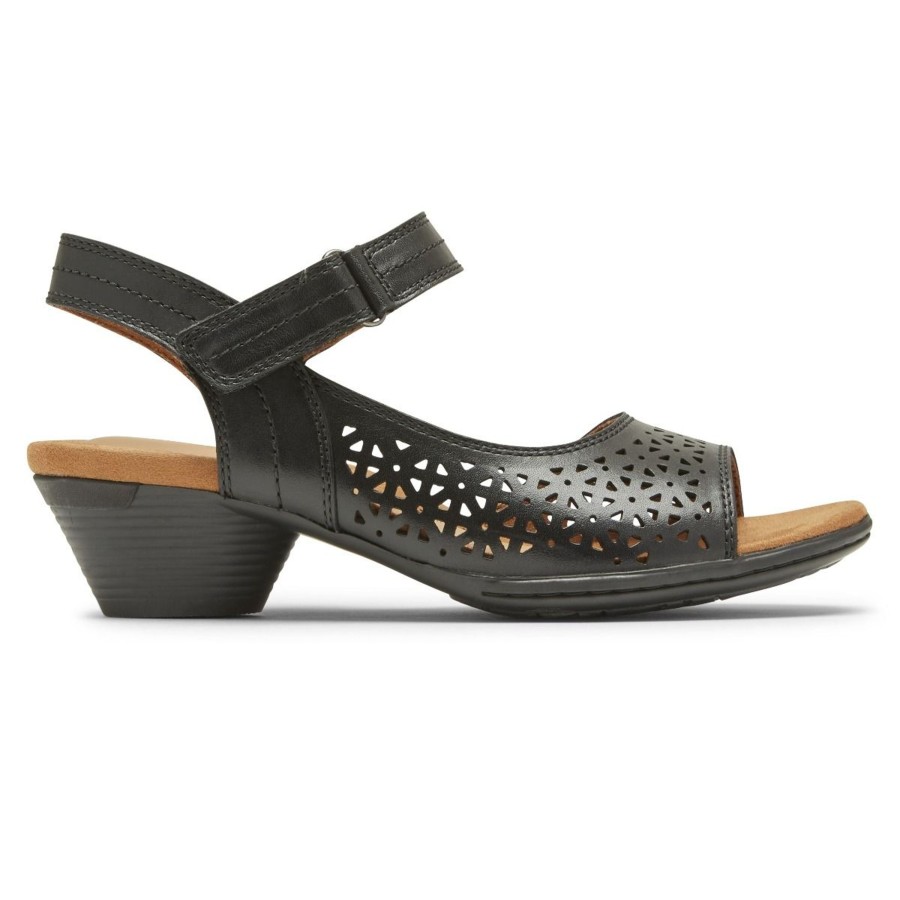 Women Cobb Hill | Laurel Black Perforated Sandal