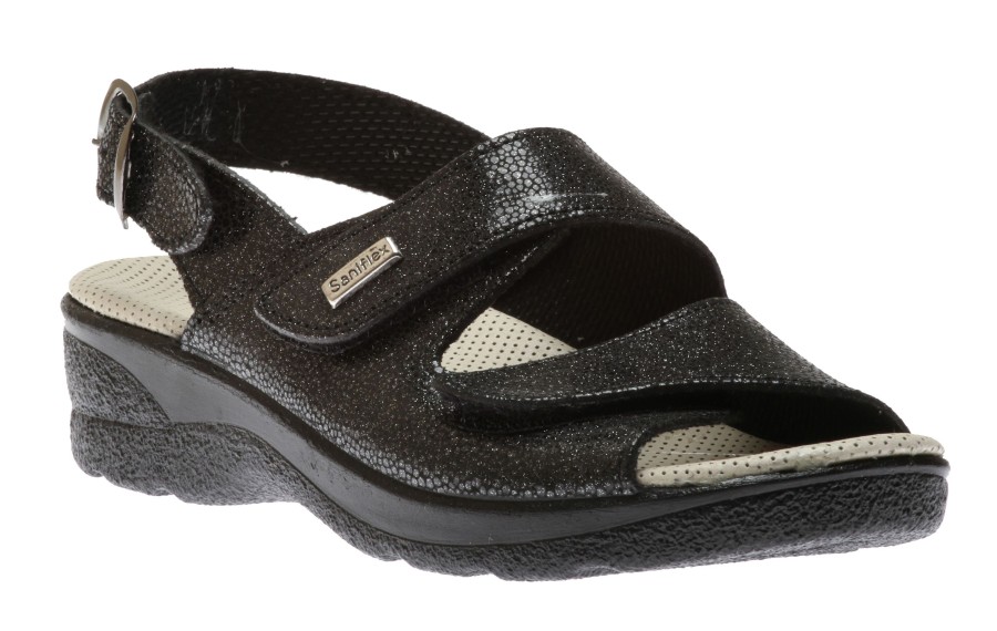 Women Lady Diana | Sandal Velcro Black