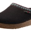 Women Haflinger | Grizzly Franzl Black Wool Patterned Trim Felt Clog