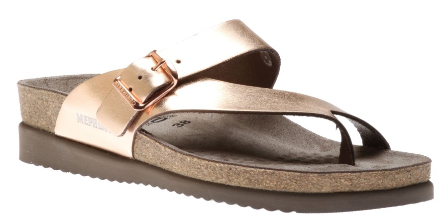 Women Mephisto | Helen Bronze Leather Thong Sandal