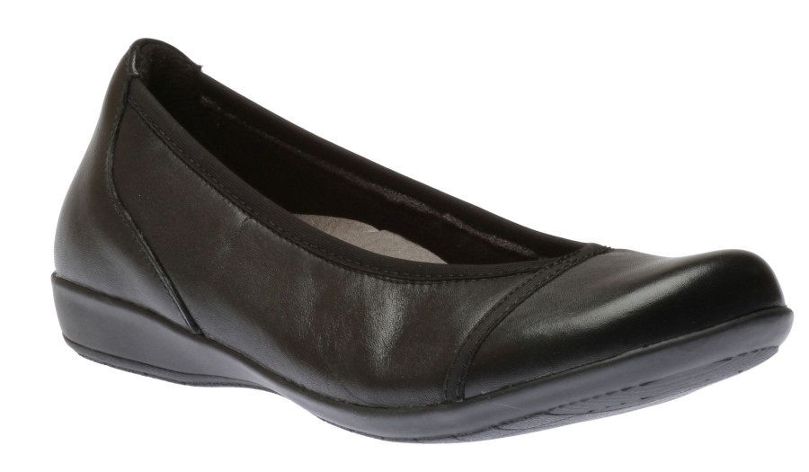 Women Earth | Alder Varden Black Leather Ballet Flat Shoe