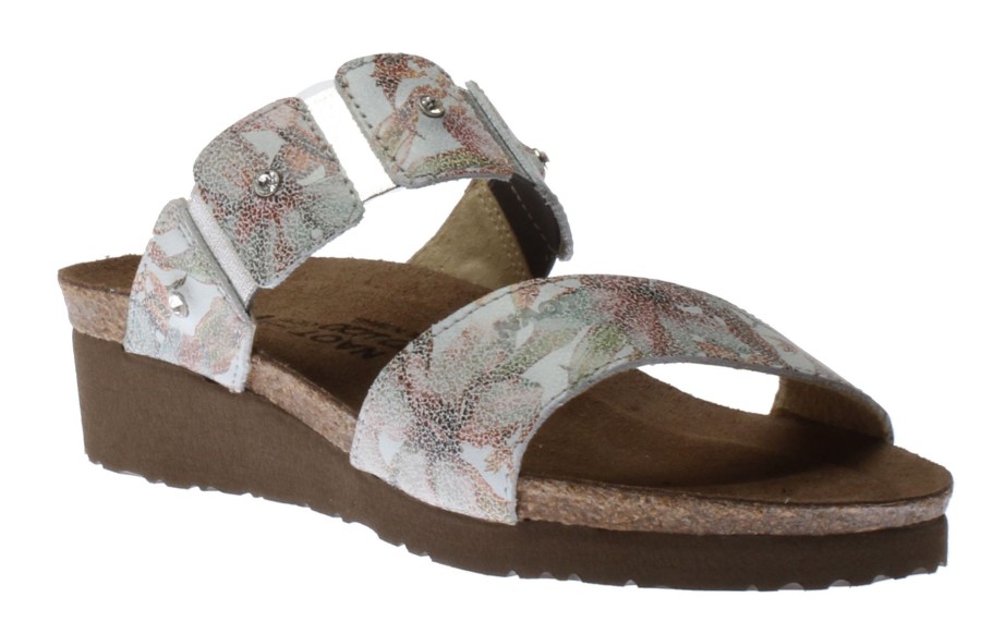 Women Naot | Ashley White Floral Leather Slide Sandal