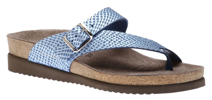 Women Mephisto | Helen Cuba Cobalt Blue Textured Leather Thong Sandal