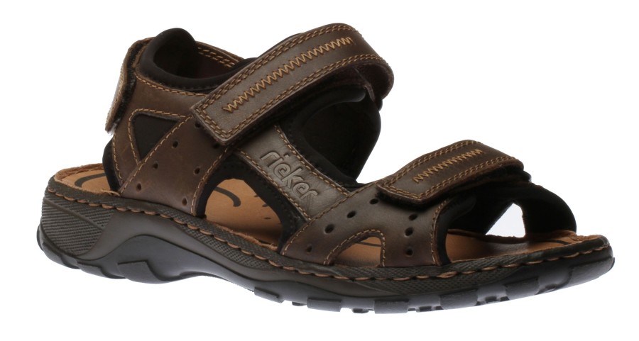 Men Rieker | Lava Brown Leather Sport Sandal