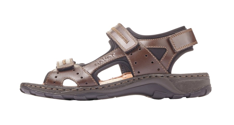 Men Rieker | Lava Brown Leather Sport Sandal