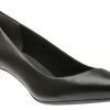 Women Rockport | Total Motion Kalila Black Leather Kitten Heel Pointy Toe Dress Pump