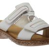 Women Rieker | Rock White Multicolour Stitch Slide Sandal