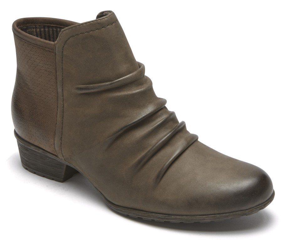 Women Rockport | Gratasha Panel Stone Nubuck Leather Ankle Boot