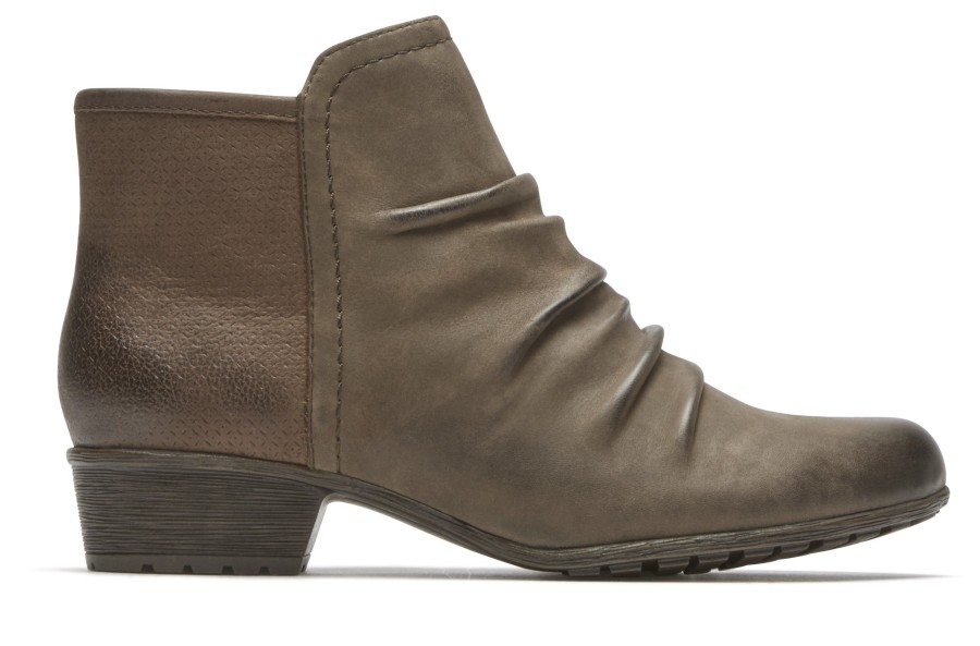 Women Rockport | Gratasha Panel Stone Nubuck Leather Ankle Boot