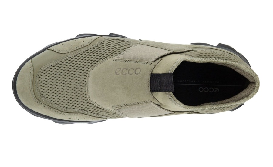 Men Ecco | Mx Vetiver Green Leather Mesh Slip-On Sneaker