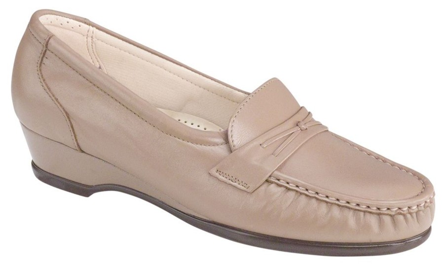 Women SAS Shoes | Easier Mocha Leather Slip On Wedge Loafer