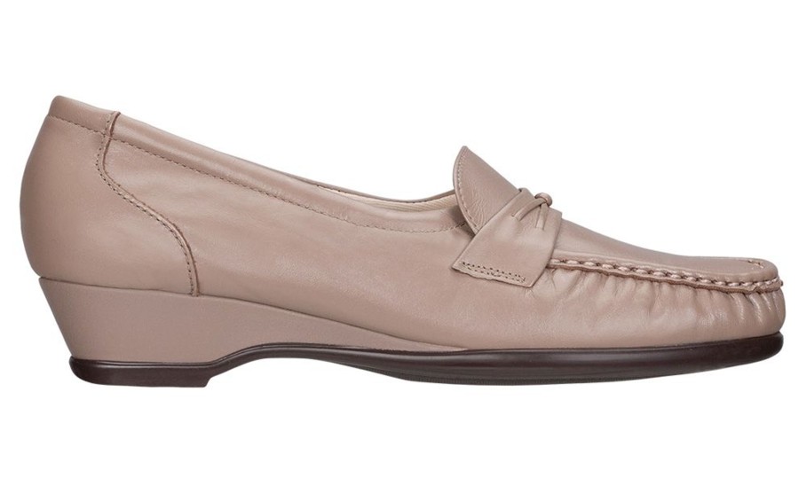 Women SAS Shoes | Easier Mocha Leather Slip On Wedge Loafer