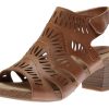 Women Josef Seibel | Sunny 02 Nut Brown Perforated Cutout Leather Heel Sandal