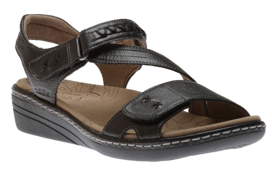 Women Taos | Zenith Black Leather Adjustable Z-Strap Walking Sandal