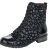 Women Remonte | Largo Black Grey Polka Dot Lace-Up Ankle Boot