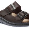 Men Finn Comfort | Cayman Men'S Brown Leather Slide Sandal