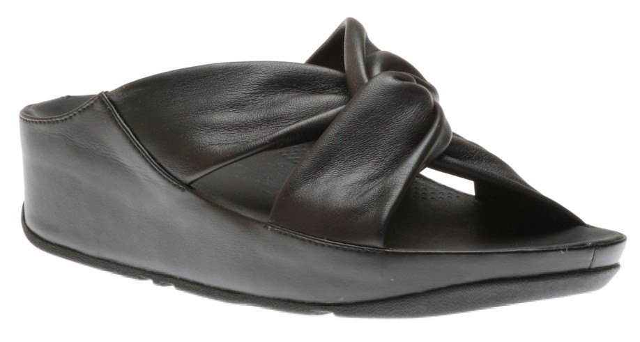 Women Fit Flop | Twiss Black Leather Slide Sandal