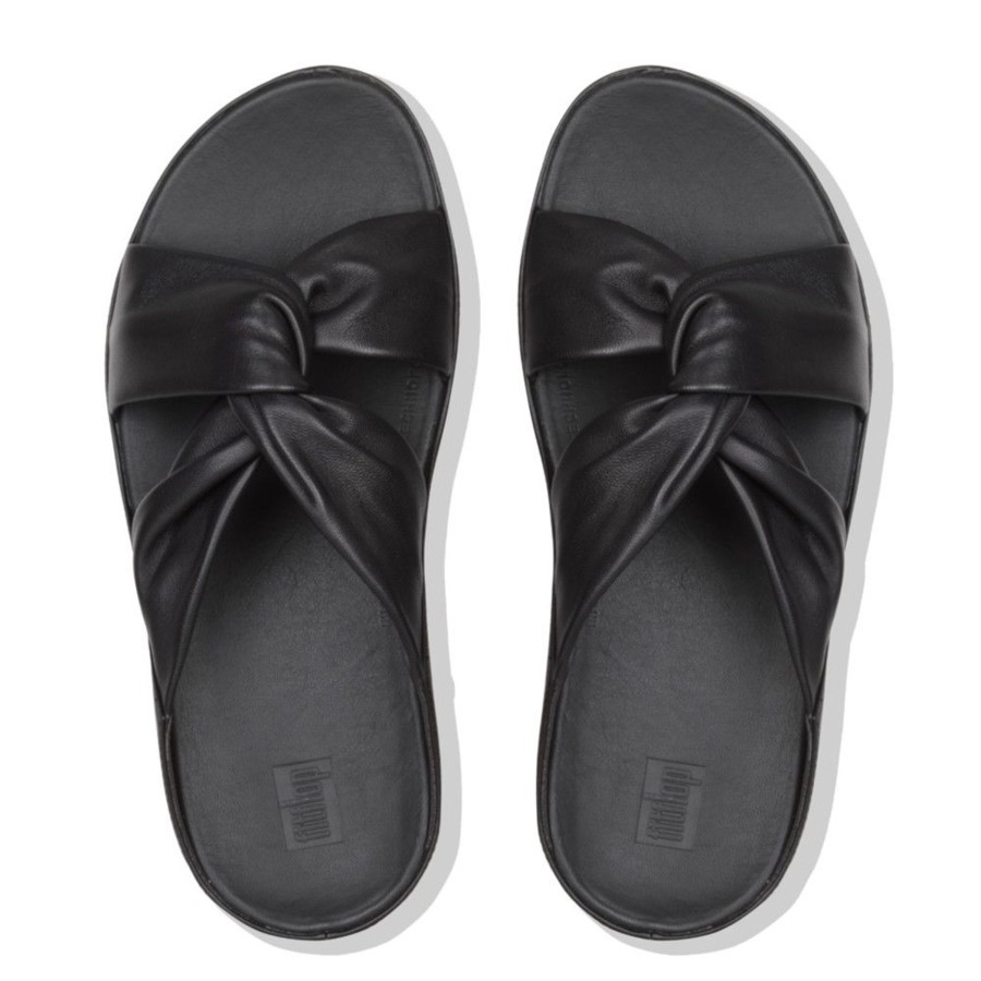 Women Fit Flop | Twiss Black Leather Slide Sandal