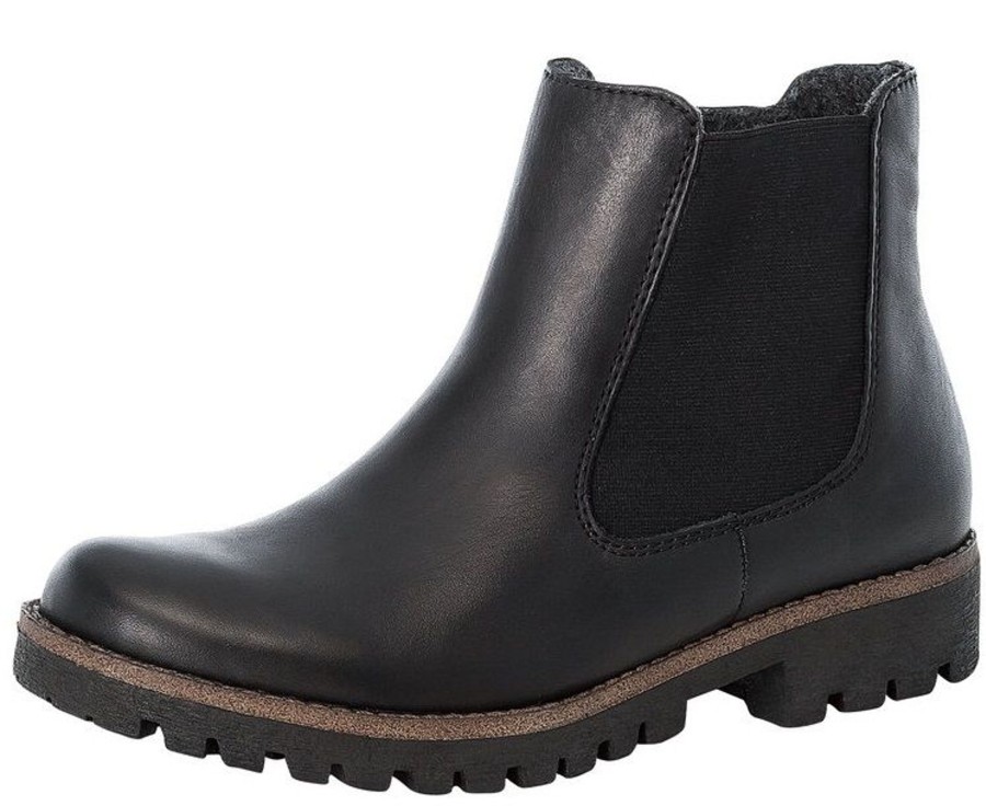 Women Rieker | Cristallino Black Leather Chelsea Boot