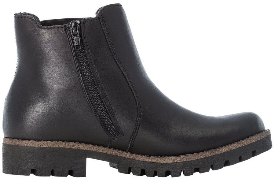 Women Rieker | Cristallino Black Leather Chelsea Boot