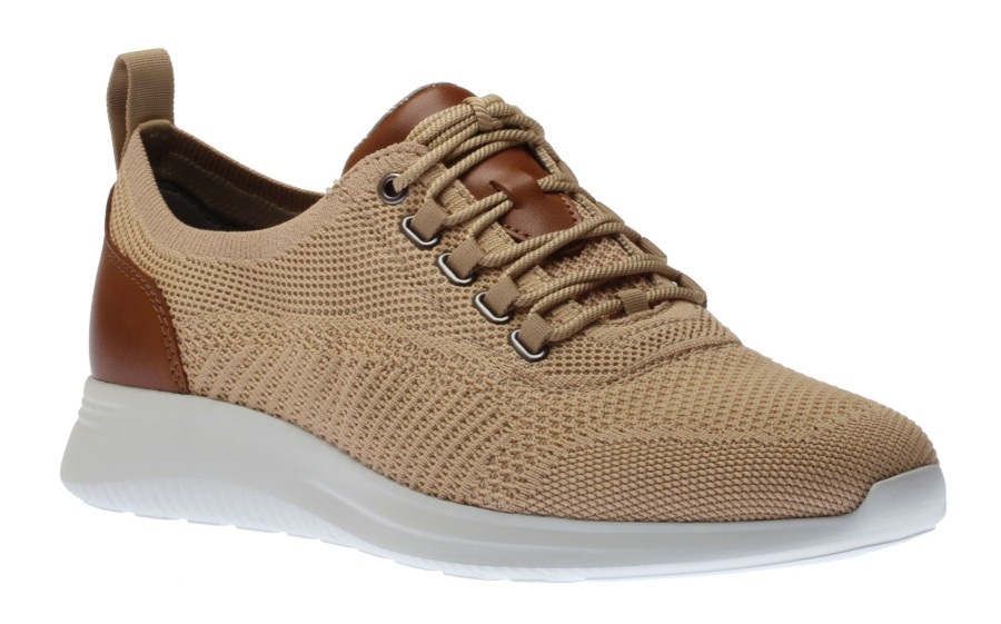 Men Johnston & Murphy | Amherst Taupe Knit Lace-Up Sneaker