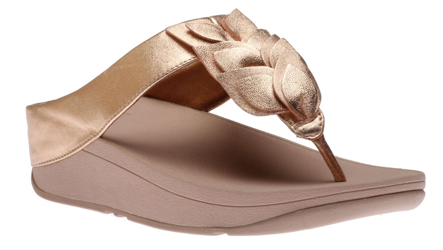 Women Fit Flop | Fino Rose Gold Leather Thong Sandal