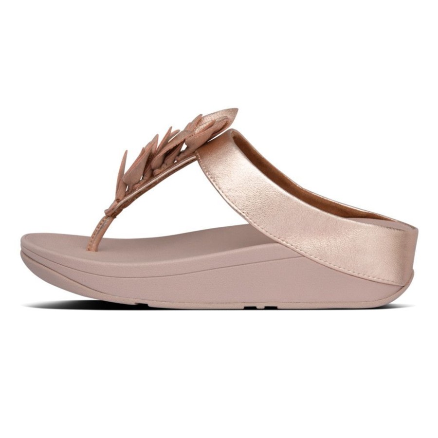 Women Fit Flop | Fino Rose Gold Leather Thong Sandal