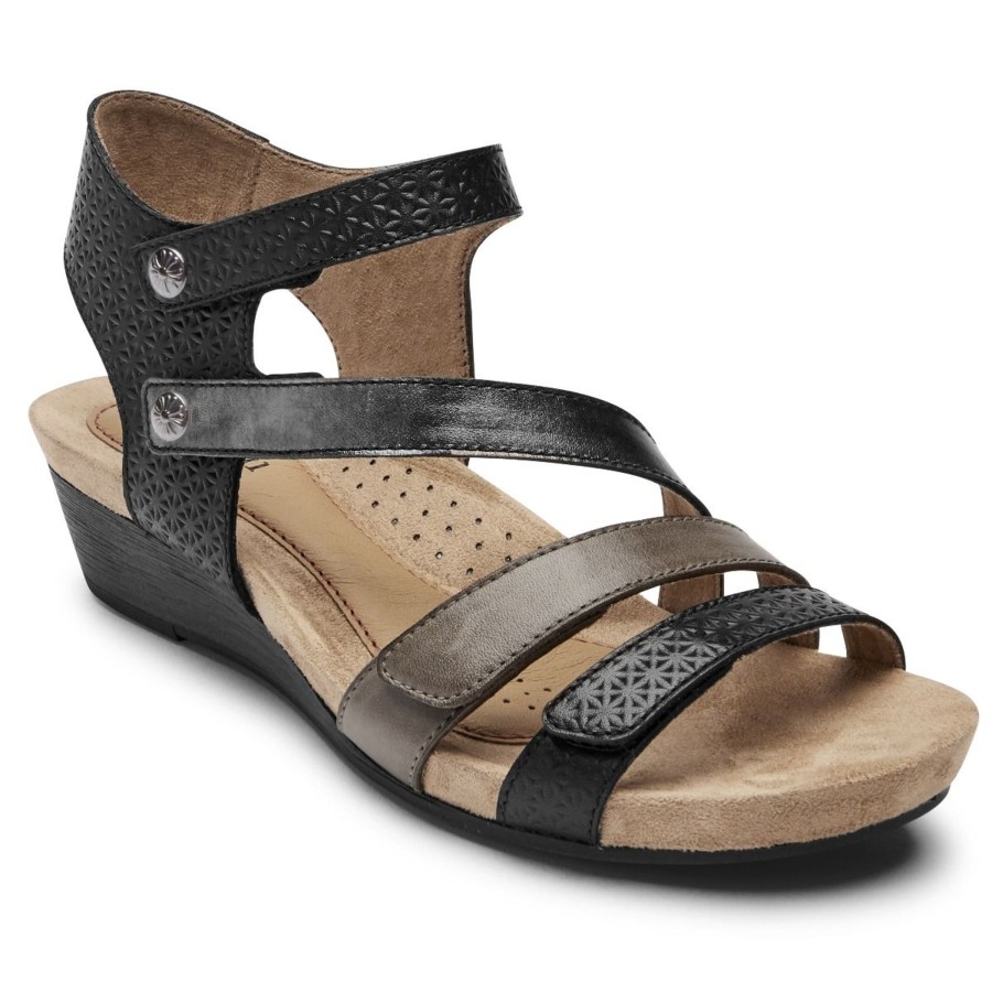 Women Cobb Hill | Hollywood 4-Strap Black Sandal