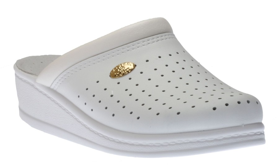 Women Lady Diana | White Perforated Clog