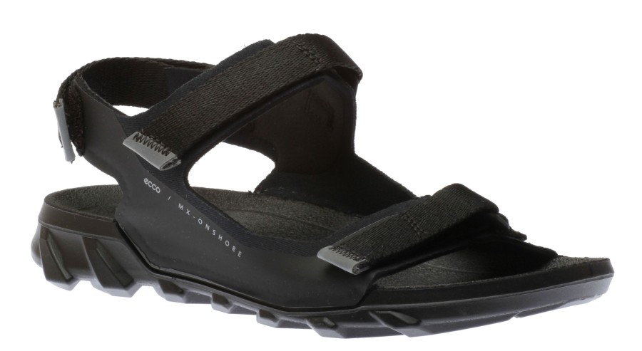 Women Ecco | Women'S Mx Onshore Black 3-Strap Water Friendly Sport Sandal