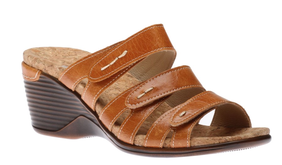 Women Romika | Calgary 01 Tan Brown Slide Wedge Sandal