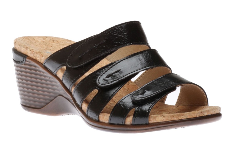 Women Romika | Calgary 01 Black Slide Wedge Sandal