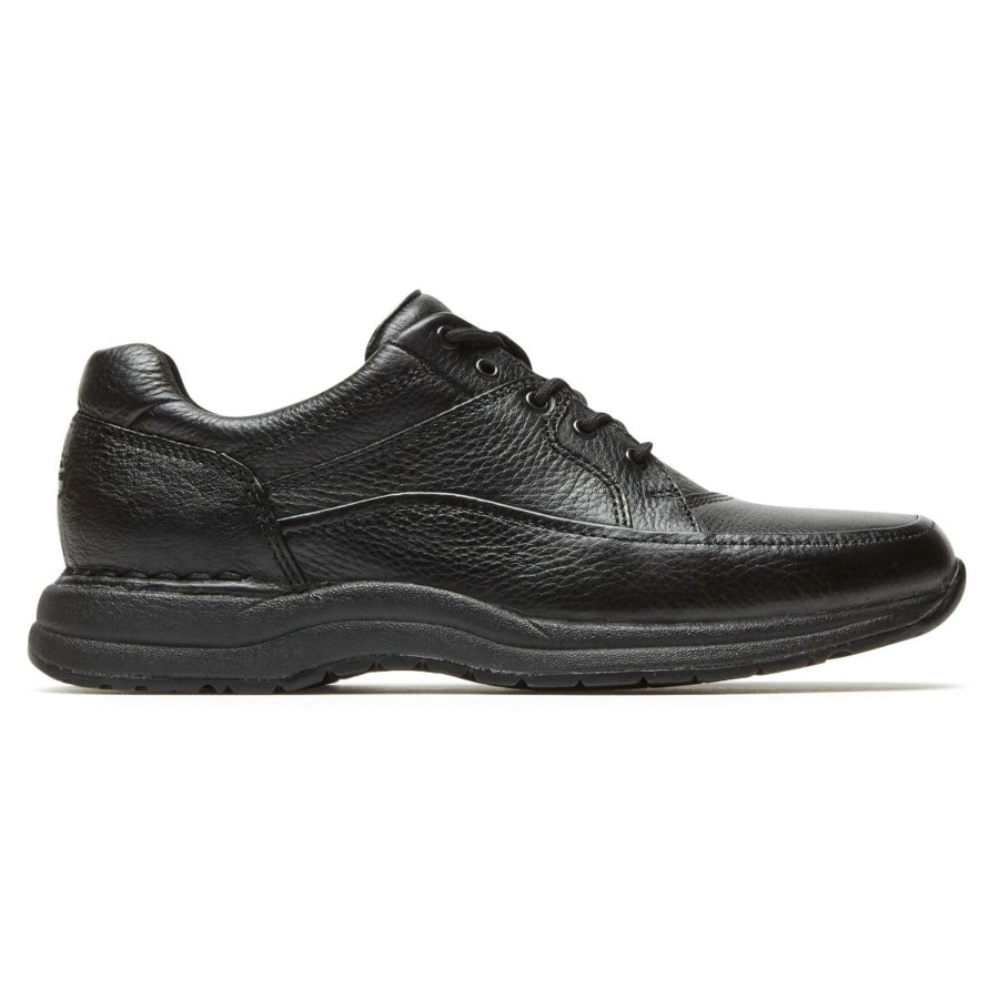 Men Rockport | Edge Hill Black Leather Lace-Up Walking Shoe