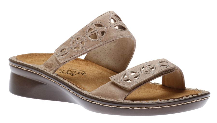 Women Naot | Cornet Beige Leather Slide Sandal