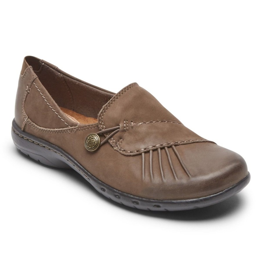 Women Cobb Hill | Paulette Stone Nubuck Slip-On Flat