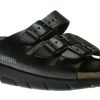 Men Mephisto | Zach Unisex Black Leather Slide Sandal