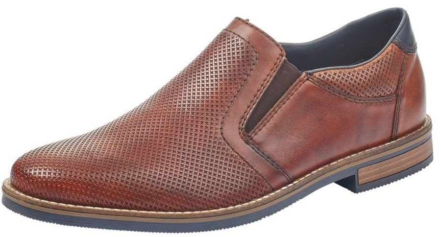 Men Rieker | Clarino Brown Leather Slip-On Dress Shoe