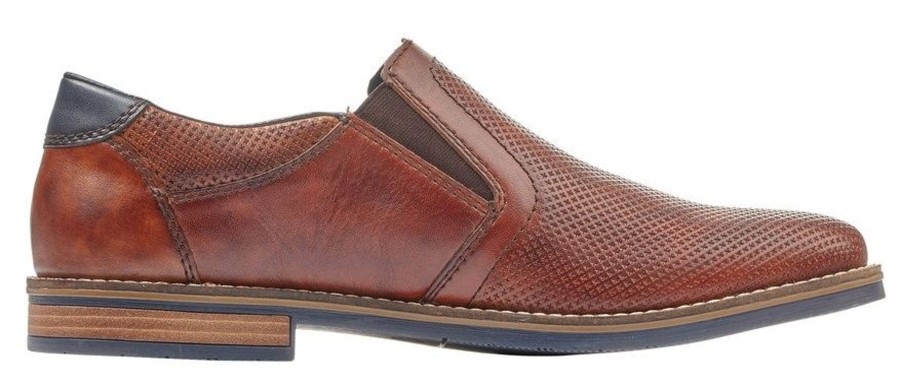 Men Rieker | Clarino Brown Leather Slip-On Dress Shoe