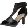 Women Clarks | Alice Flame Black Leather Heeled Sandal