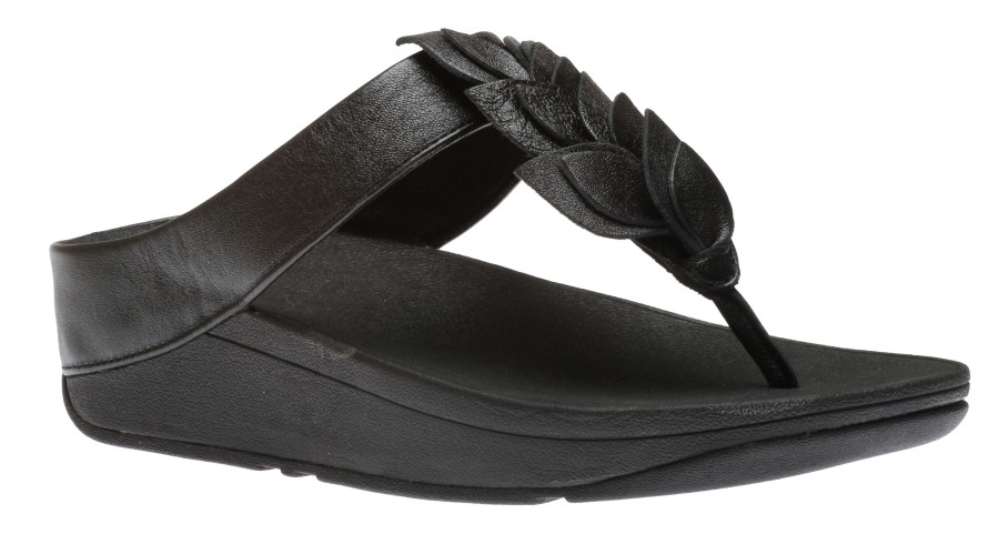 Women Fit Flop | Fino Black Leather Thong Sandal