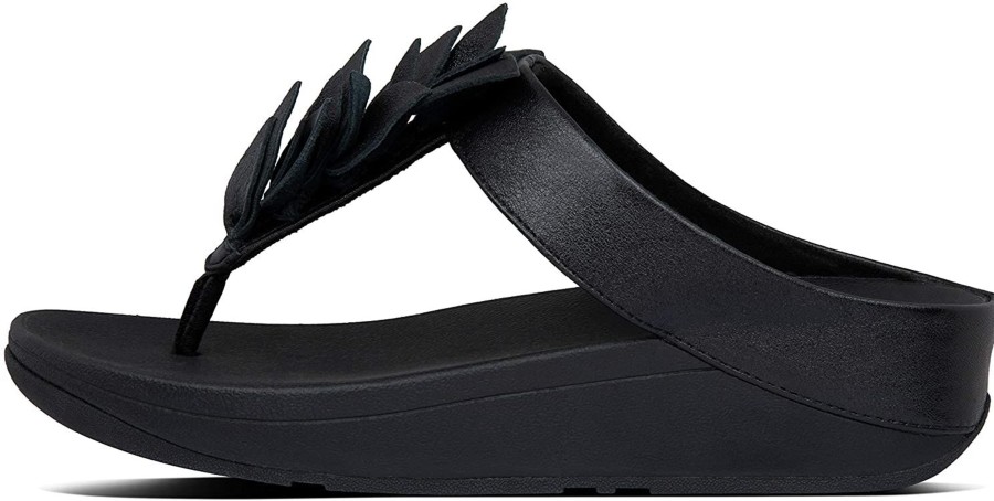 Women Fit Flop | Fino Black Leather Thong Sandal