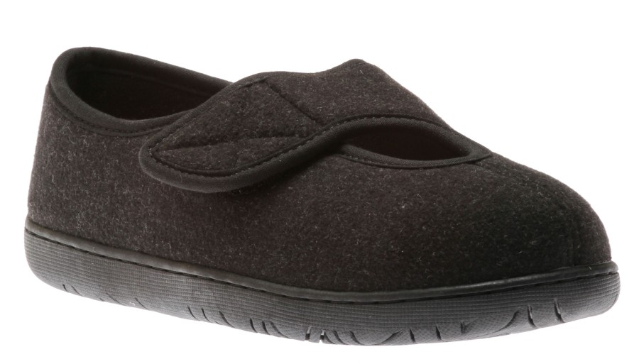 Women Foamtreads | Kendale Black Wool Slipper