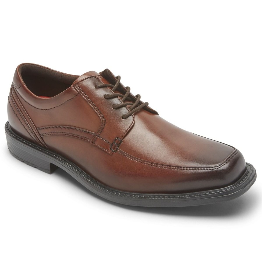 Men Rockport | Sherwood Brown Leather Apron Toe Oxford Dress Shoe