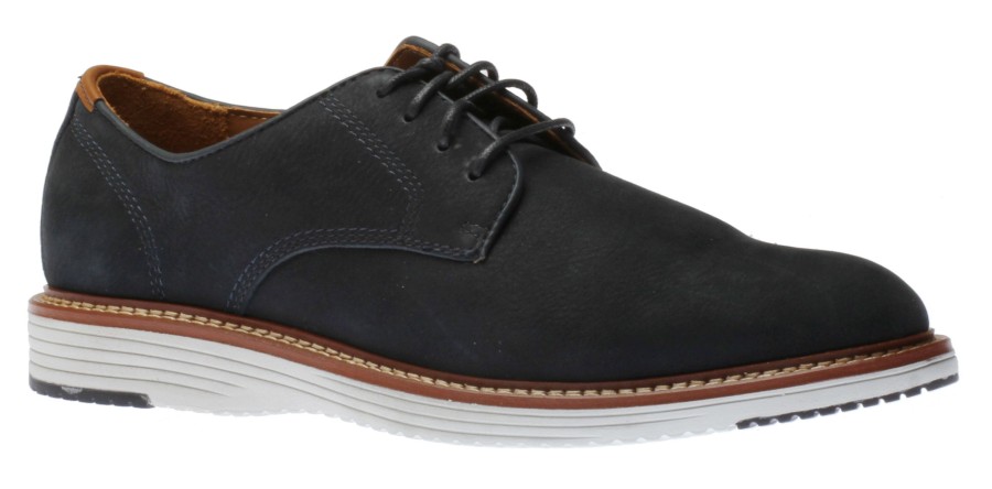 Men Johnston & Murphy | Upton Navy Nubuck Plain Toe Casual Dress Shoe