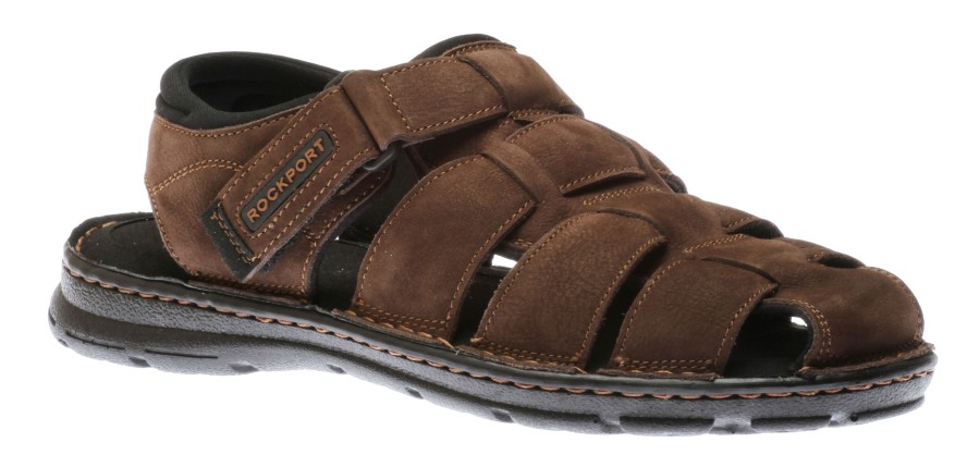 Men Rockport | Darwyn Brown Leather Fisherman Sandal