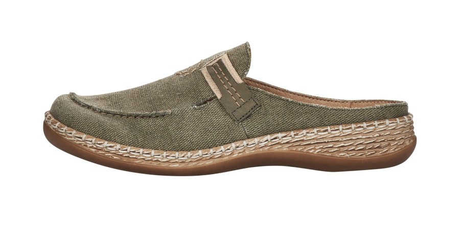 Women Rieker | Leinen Green Slip-On Mule